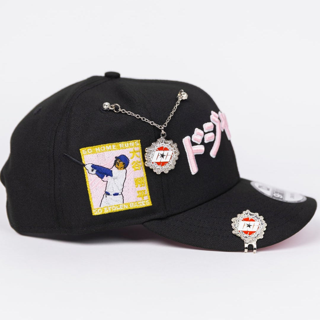 NEW ERA EXCLUSIVE 9FIFTY BLACK LOS ANGELES DODGERS SNAPBACK W/ JAPANESE SCRIPT + SHOHEI OHTANI 50-50 CLUB SIDE PATCH