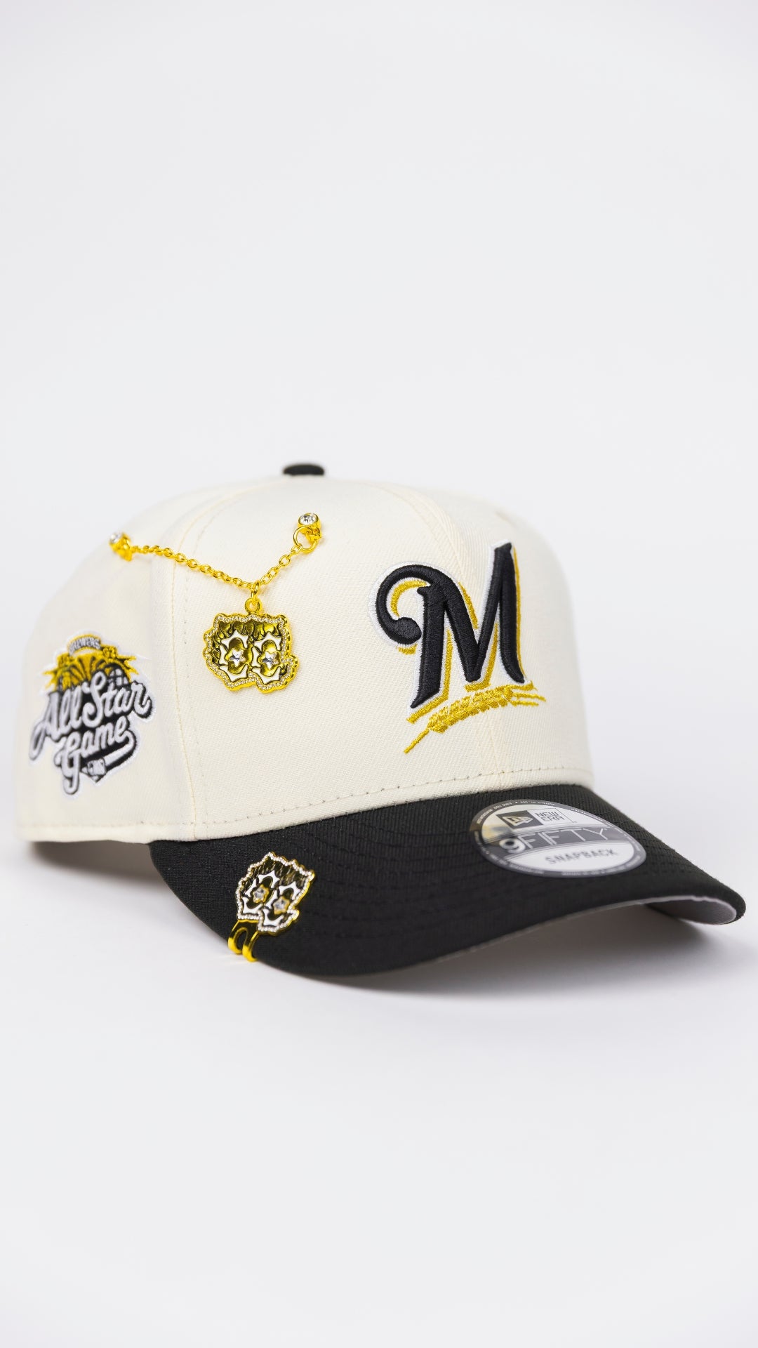 NEW ERA EXCLUSIVE 9FIFTY CHROME/ BLACK MILWAUKEE BREWERS SNAPBACK W/ ALL STAR GAME SIDE PATCH