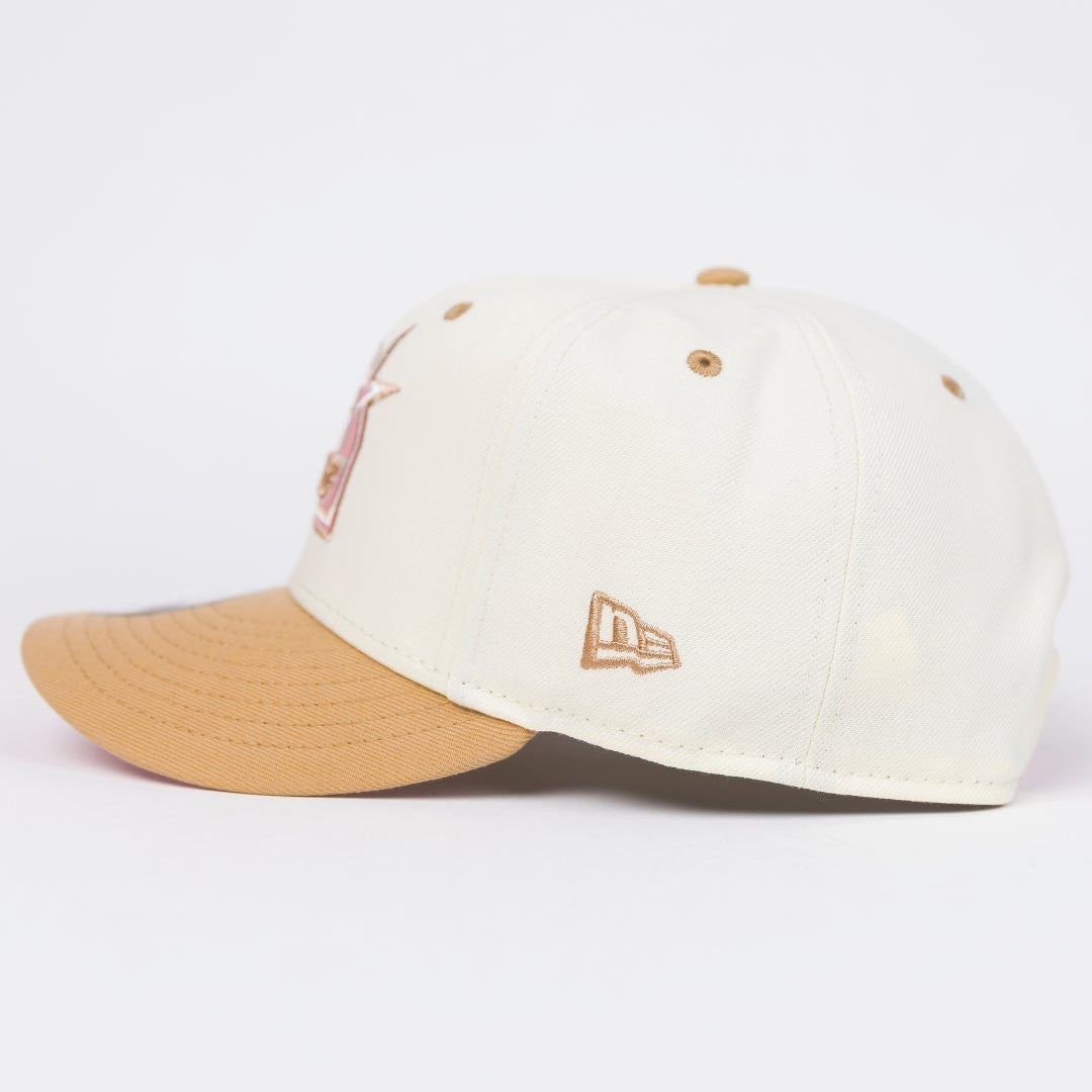 NEW ERA EXCLUSIVE 9FIFTY CHROME/ BEIGE HOUSTON ASTROS SCRIPT SNAPBACK W/ 50TH ANNIVERSARY SIDE PATCH