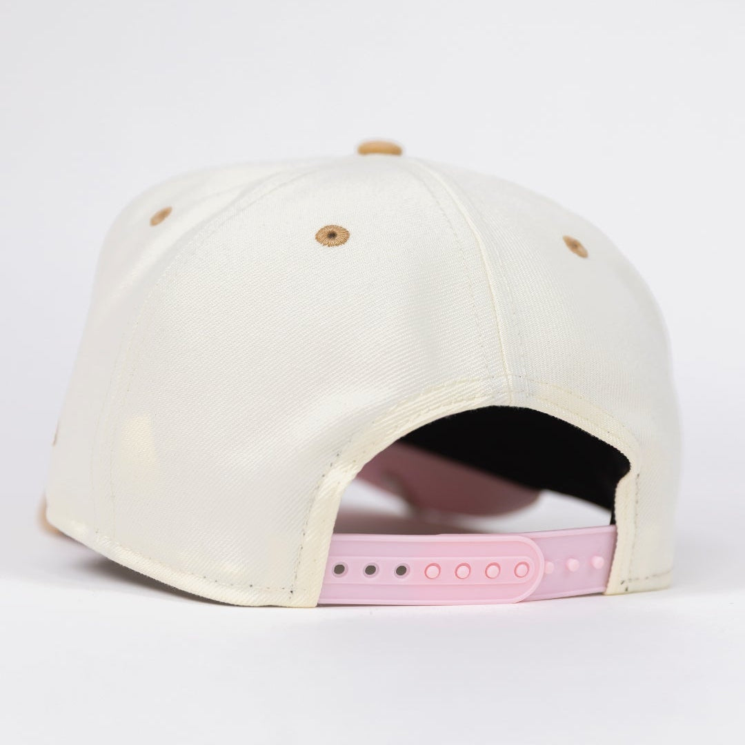 NEW ERA EXCLUSIVE 9FIFTY CHROME/ BEIGE HOUSTON ASTROS SCRIPT SNAPBACK W/ 50TH ANNIVERSARY SIDE PATCH