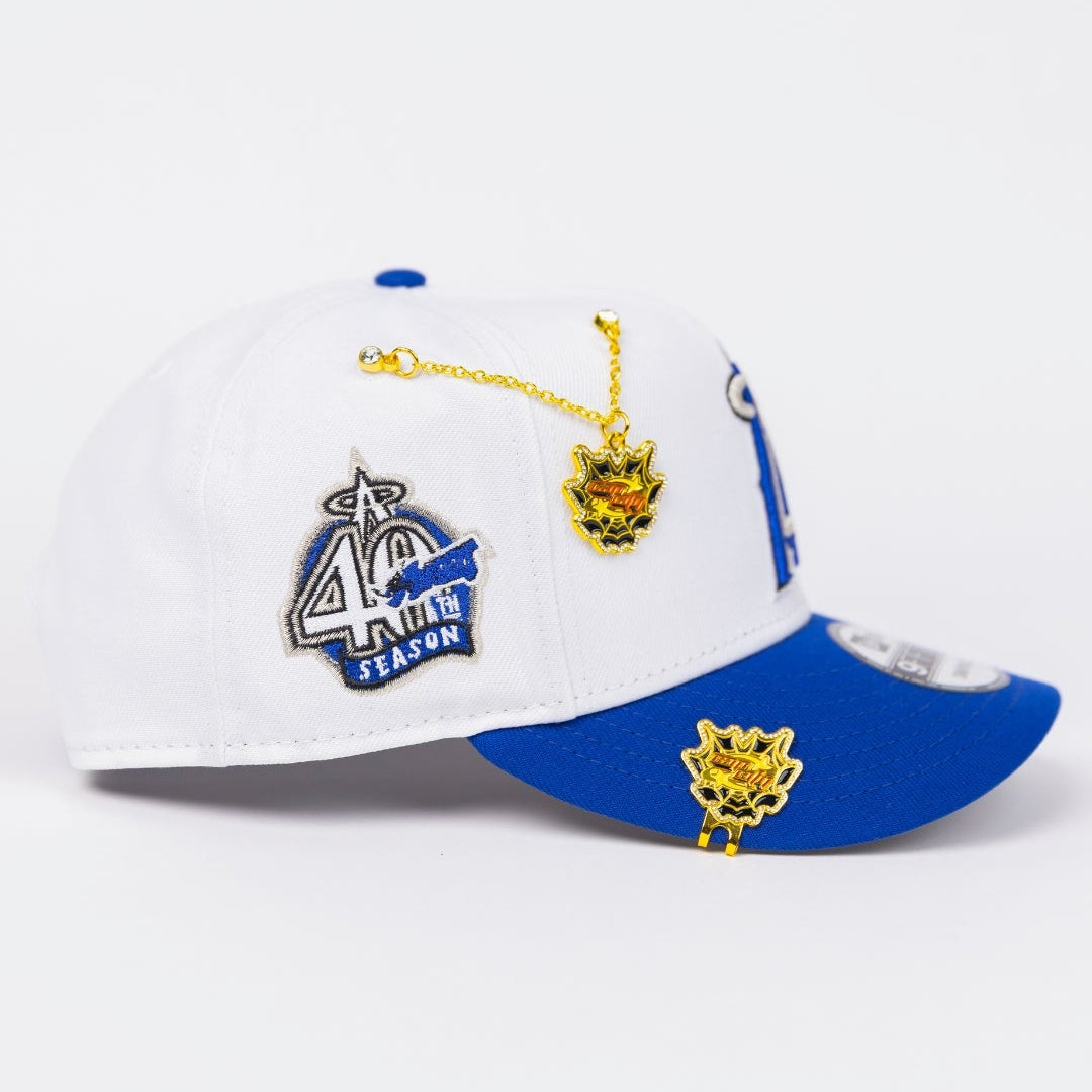 NEW ERA EXCLUSIVE 9FIFTY PEARL WHITE/ BLUE ANAHEIM ANGELS SNAPBACK W/ STARS + 40TH ANNIVERSARY SIDE PATCH