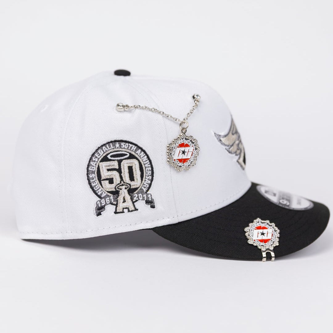 NEW ERA EXCLUSIVE 9FIFTY PEARL WHITE ANAHEIM ANGELS SNAPBACK W/ 50TH ANNIVERSARY SIDE PATCH