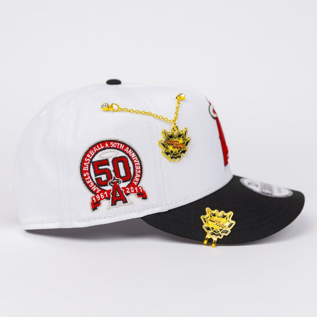 NEW ERA EXCLUSIVE 9FIFTY PEARL WHITE ANAHEIM ANGELS SNAPBACK W/ 50TH ANNIVERSARY SIDE PATCH
