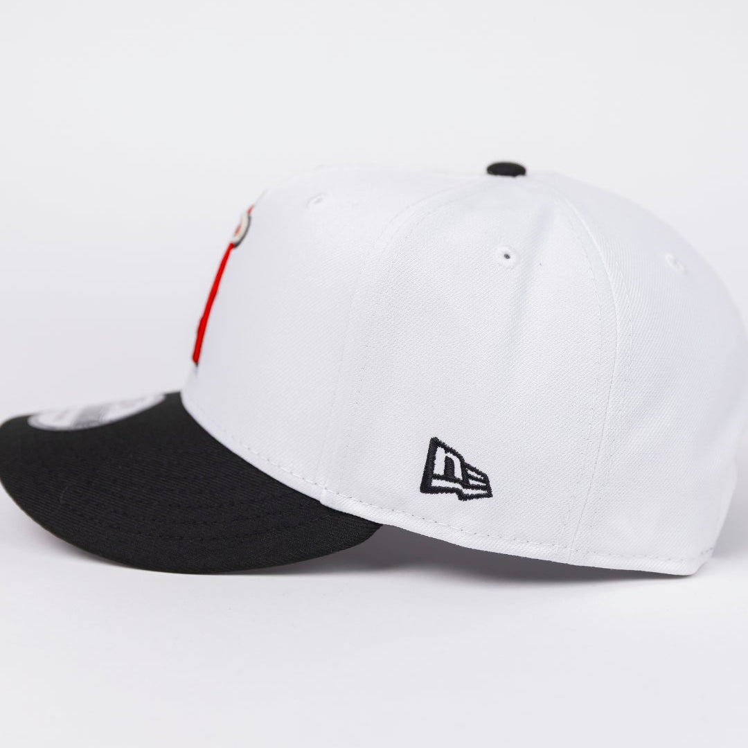 NEW ERA EXCLUSIVE 9FIFTY PEARL WHITE ANAHEIM ANGELS SNAPBACK W/ 50TH ANNIVERSARY SIDE PATCH