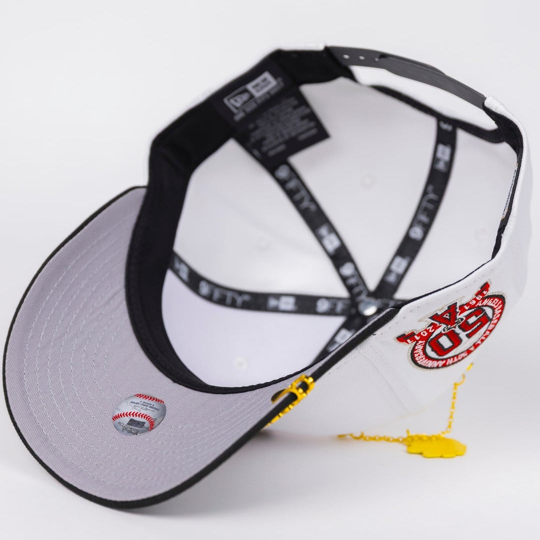 NEW ERA EXCLUSIVE 9FIFTY PEARL WHITE ANAHEIM ANGELS SNAPBACK W/ 50TH ANNIVERSARY SIDE PATCH