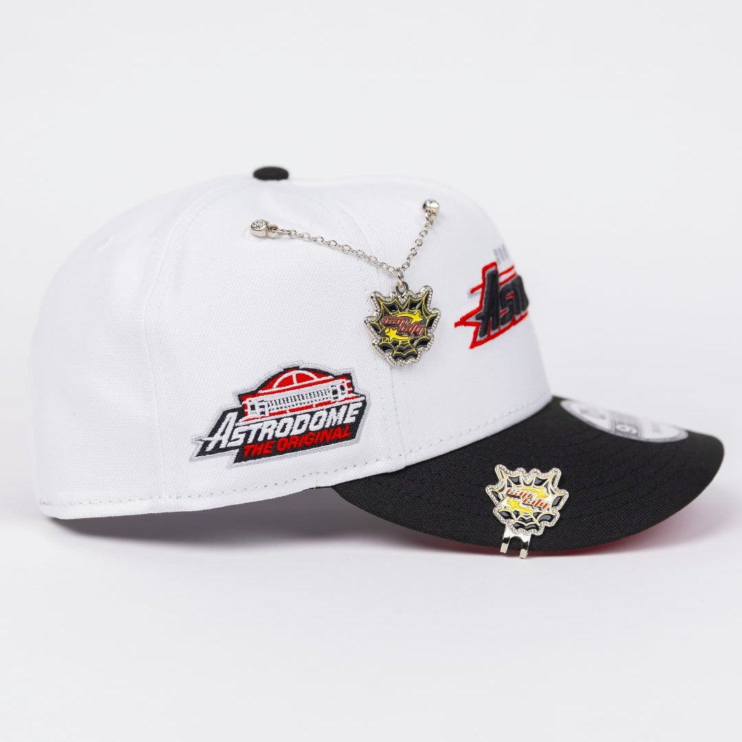 NEW ERA EXCLUSIVE 9FIFTY PEARL WHITE HOUSTON ASTROS SCRIPT SNAPBACK W/ ASTRODOME SIDE PATCH