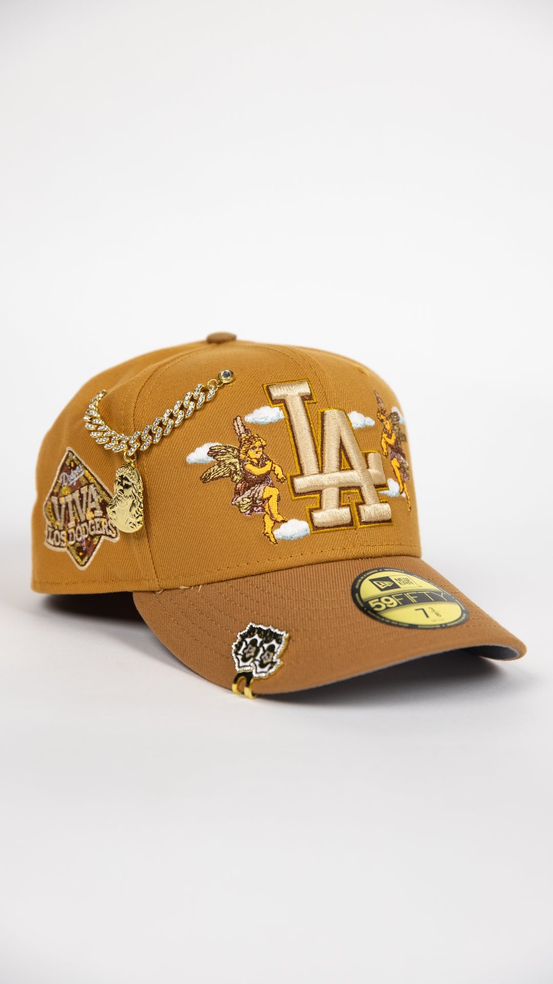 NEW ERA EXCLUSIVE 59FIFTY BRONZE LOS ANGELES DODGERS "CITY OF ANGELS" W/ VIVA LOS DODGERS SIDE PATCH