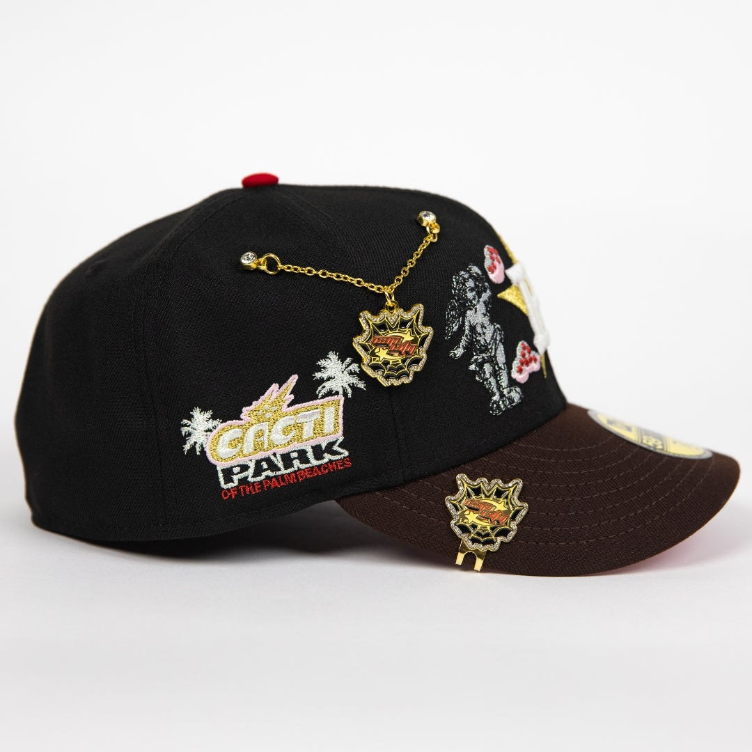 NEW ERA EXCLUSIVE 59FIFTY BLACK/ BROWN HOUSTON ASTROS "CITY OF ANGELS" W/ CACTI PARK SIDE PATCH