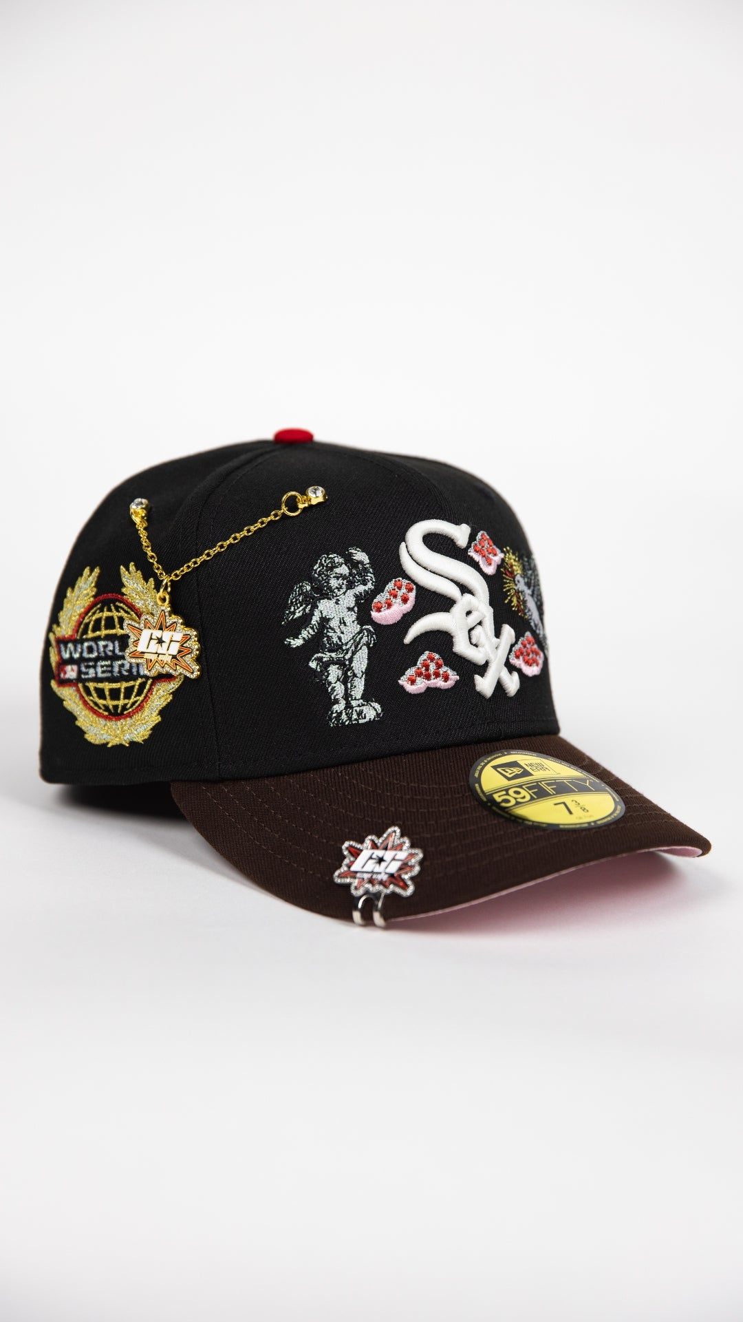 NEW ERA EXCLUSIVE 59FIFTY BLACK/ BROWN CHICAGO WHITE SOX "CITY OF ANGELS" W/ WORLD SERIES SIDE PATCH