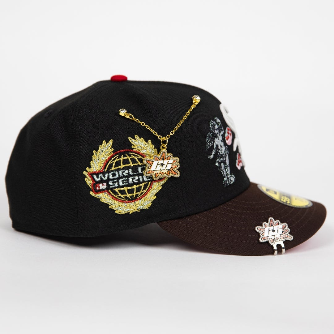 NEW ERA EXCLUSIVE 59FIFTY BLACK/ BROWN CHICAGO WHITE SOX "CITY OF ANGELS" W/ WORLD SERIES SIDE PATCH