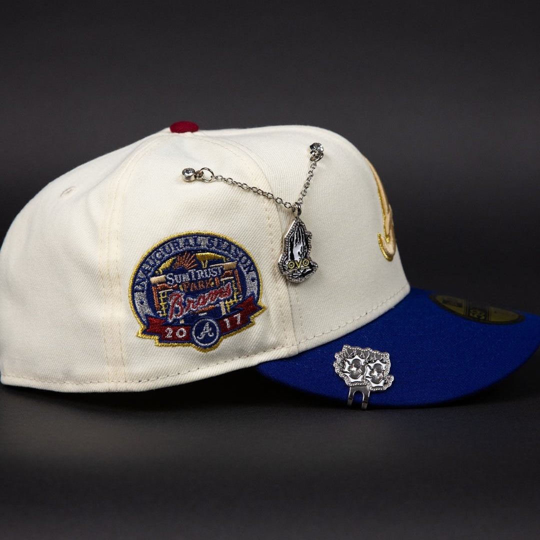 NEW ERA EXCLUSIVE 59FIFTY CHROME/ BLUE ATLANTA BRAVES W/ 2017 INAUGURAL SEASON SIDE PATCH