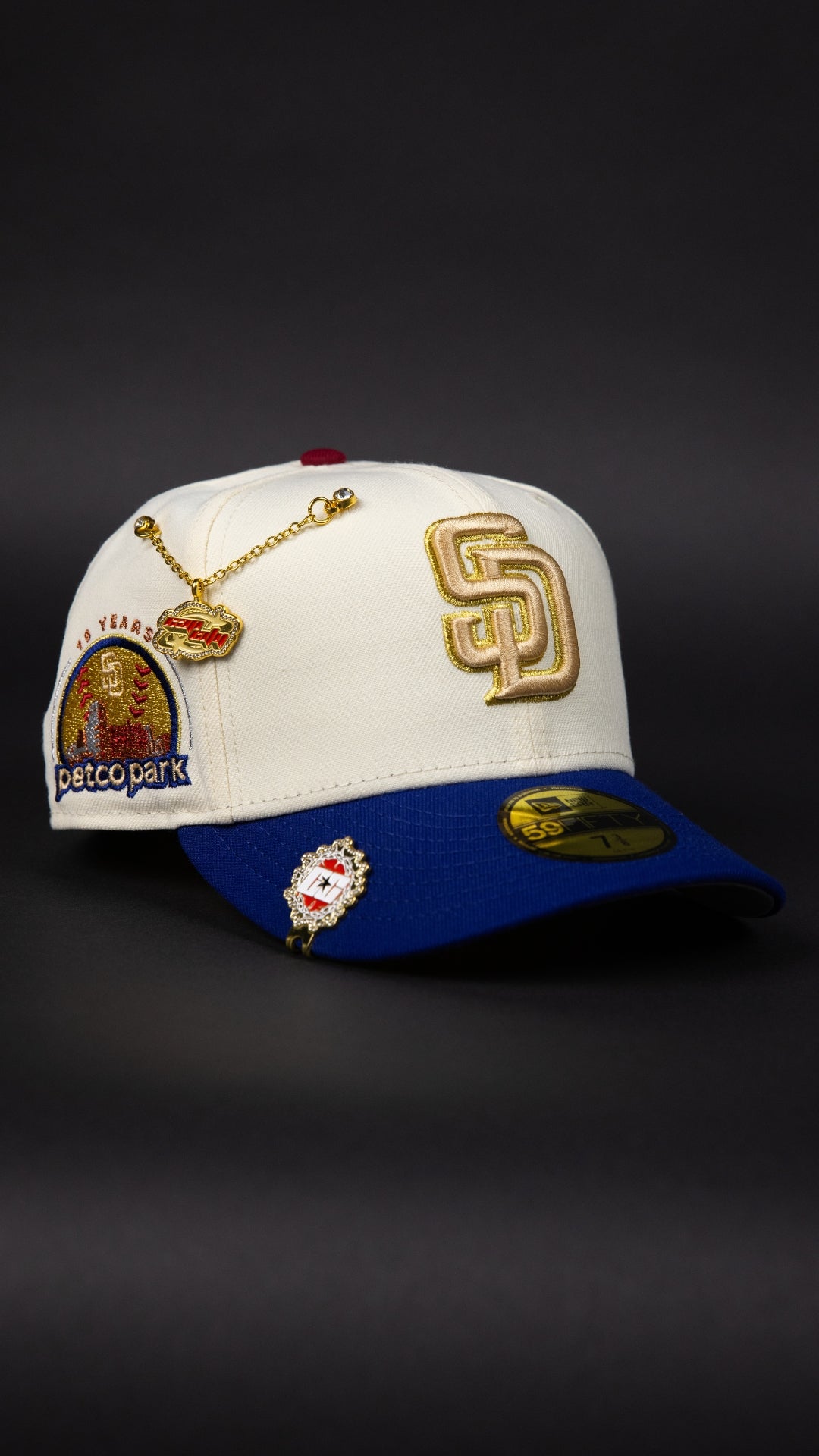 NEW ERA EXCLUSIVE 59FIFTY CHROME/ BLUE SAN DIEGO PADRES W/ PETCO PARK SIDE PATCH