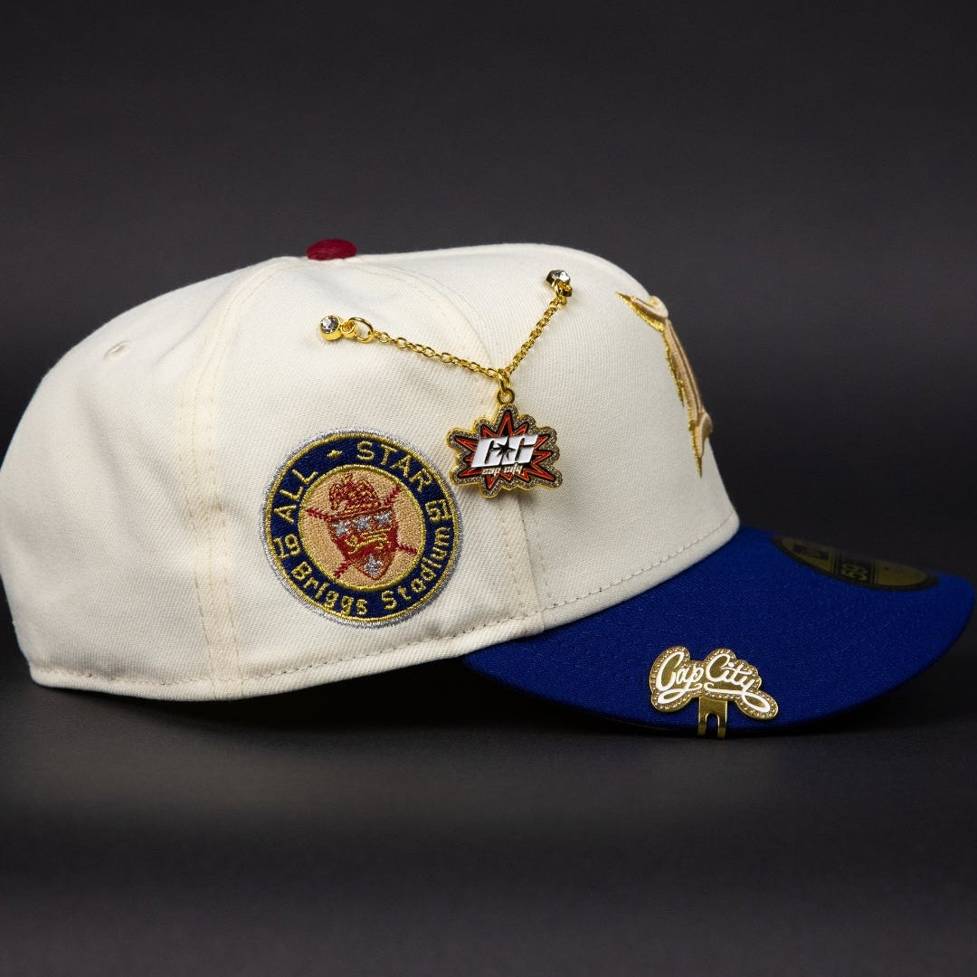 NEW ERA EXCLUSIVE 59FIFTY CHROME/ BLUE DETROIT TIGERS W/ ALL STAR GAME SIDE PATCH