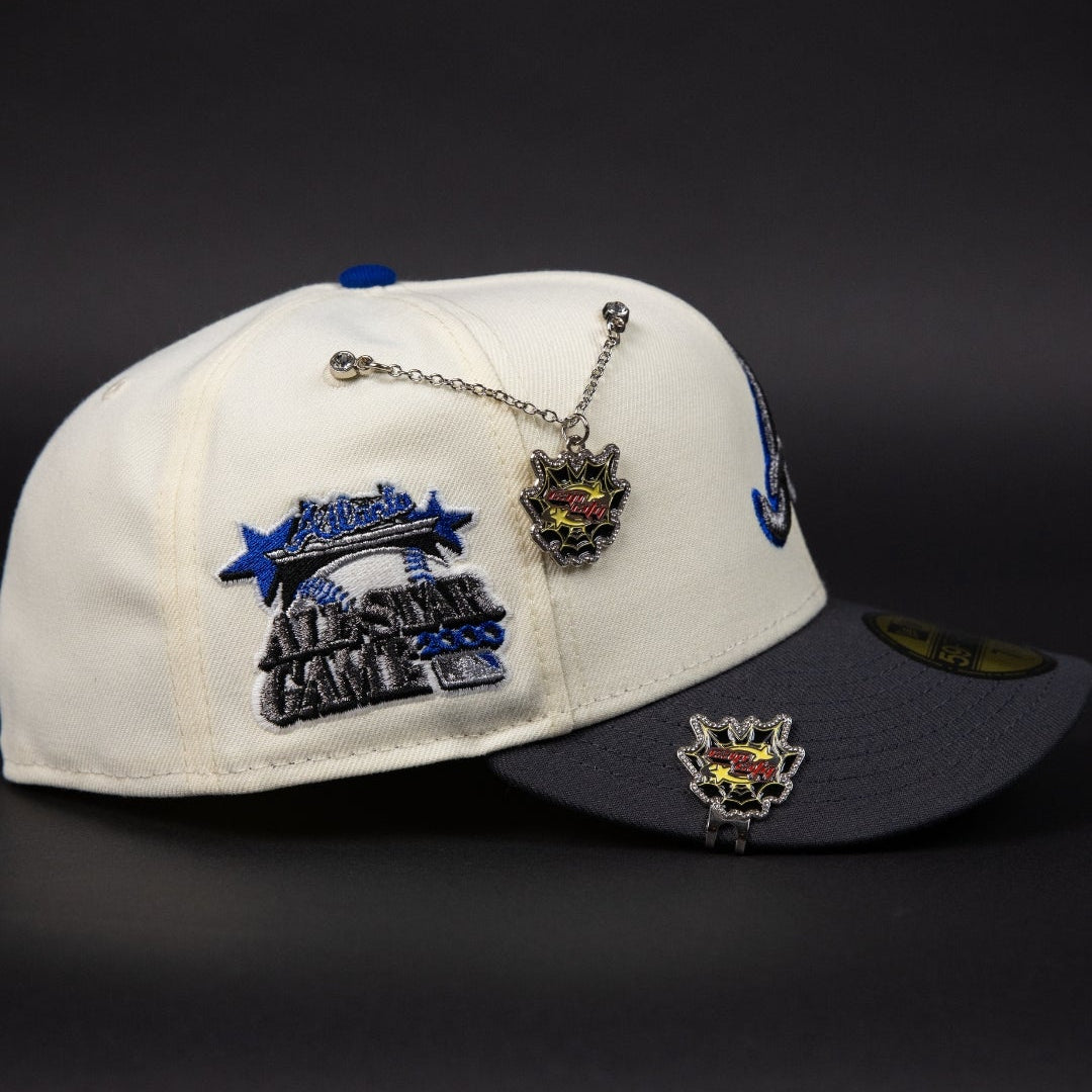 NEW ERA EXCLUSIVE 59FIFTY CHROME/ GREY ATLANTA BRAVES W/ 2000 ALL STAR GAME SIDE PATCH