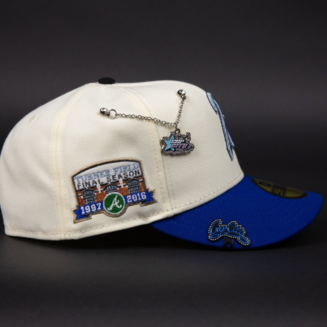 NEW ERA EXCLUSIVE 59FIFTY CHROME/ BLUE ATLANTA BRAVES W/ TURNER FIELD SIDE PATCH