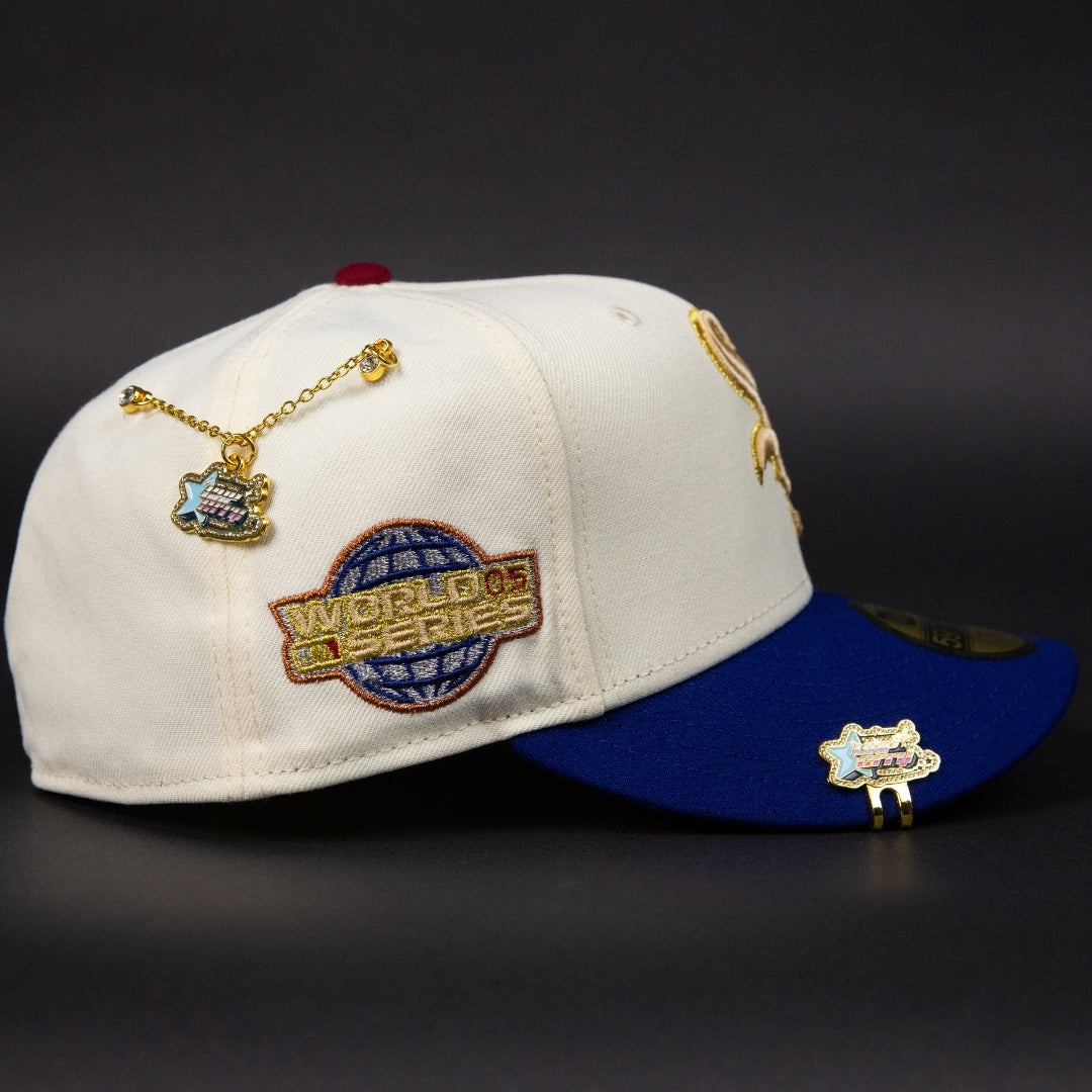 NEW ERA EXCLUSIVE 59FIFTY CHROME/ BLUE CHICAGO WHITE SOX W/ 2005 WORLD SERIES SIDE PATCH
