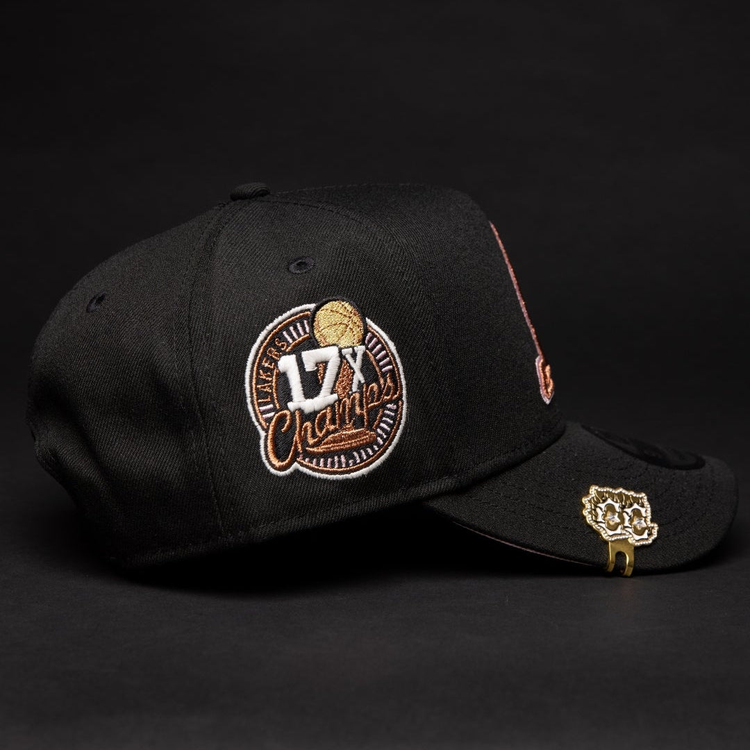 NEW ERA 9FIFTY A-FRAME BLACK LOS ANGELES LAKERS SNAPBACK W/ 17X CHAMPS SIDE PATCH
