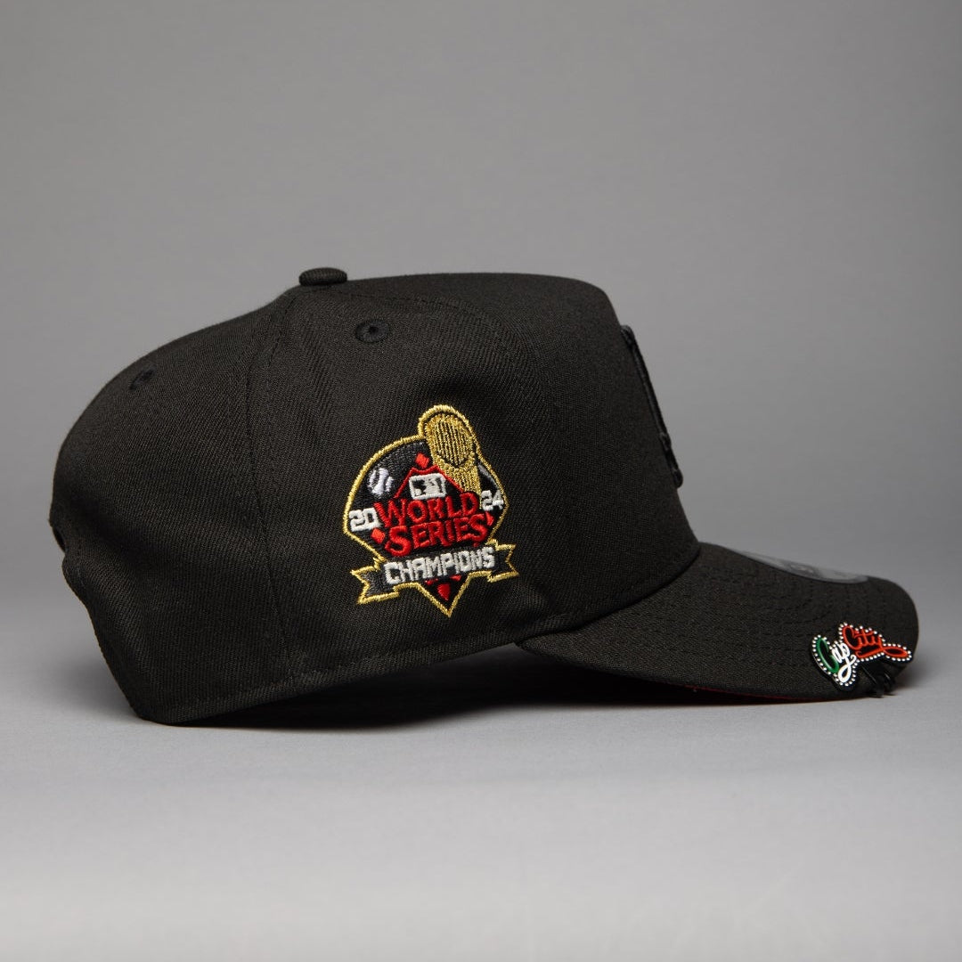 NEW ERA 9FIFTY A-FRAME BLACKED OUT LOS ANGELES DODGERS SNAPBACK W/ WORLD SERIES CHAMPIONS SIDE PATCH