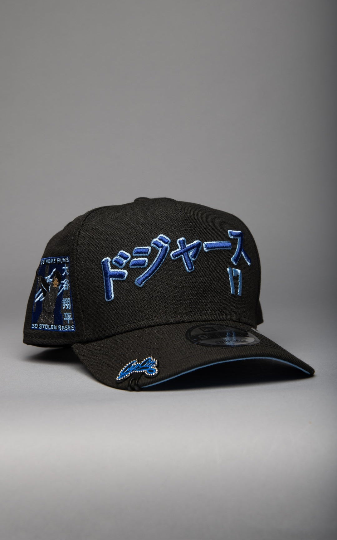 NEW ERA 9FIFTY A-FRAME BLACK LOS ANGELES DODGERS JAPANESE SCRIPT W/ SHOHEI OHTANI 50-50 CLUB SIDE PATCH