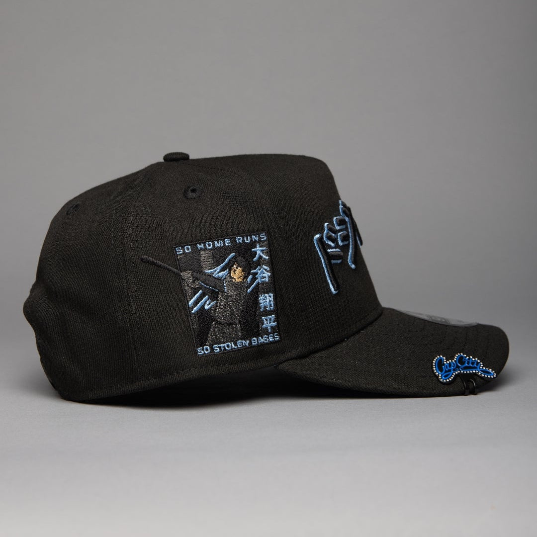 NEW ERA 9FIFTY A-FRAME BLACKED OUT LOS ANGELES DODGERS JAPANESE SCRIPT W/ SHOHEI OHTANI 50-50 CLUB SIDE PATCH