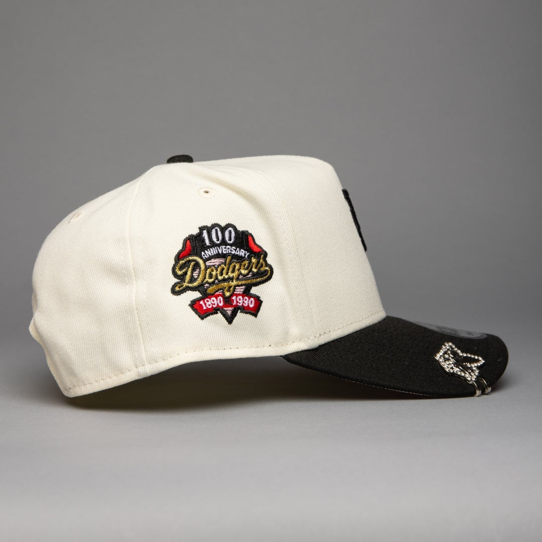 NEW ERA 9FIFTY A-FRAME CHROME/BLACK UPSIDE DOWN LOS ANGELES DODGERS SNAPBACK W/ 100TH ANNIVERSARY SIDE PATCH