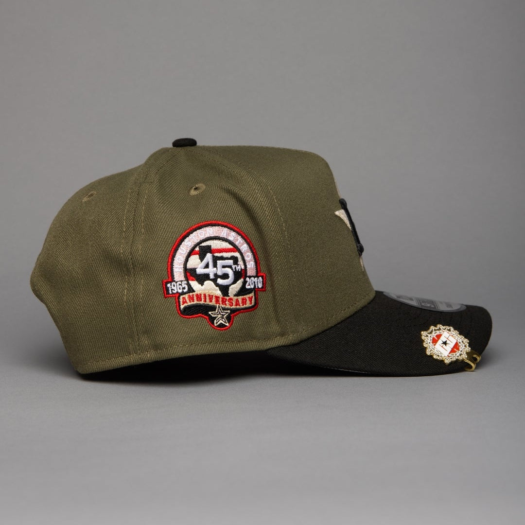 NEW ERA 9FIFTY A-FRAME OLIVE/BLACK HOUSTON ASTROS W/ 45TH ANNIVERSARY SIDE PATCH