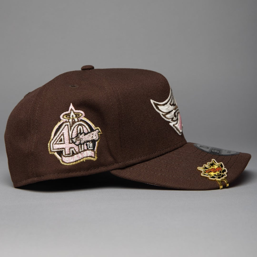 NEW ERA 9FIFTY A-FRAME DARK BROWN ANAHEIM ANGELS SNAPBACK W/ 40TH ANNIVERSARY SIDE PATCH