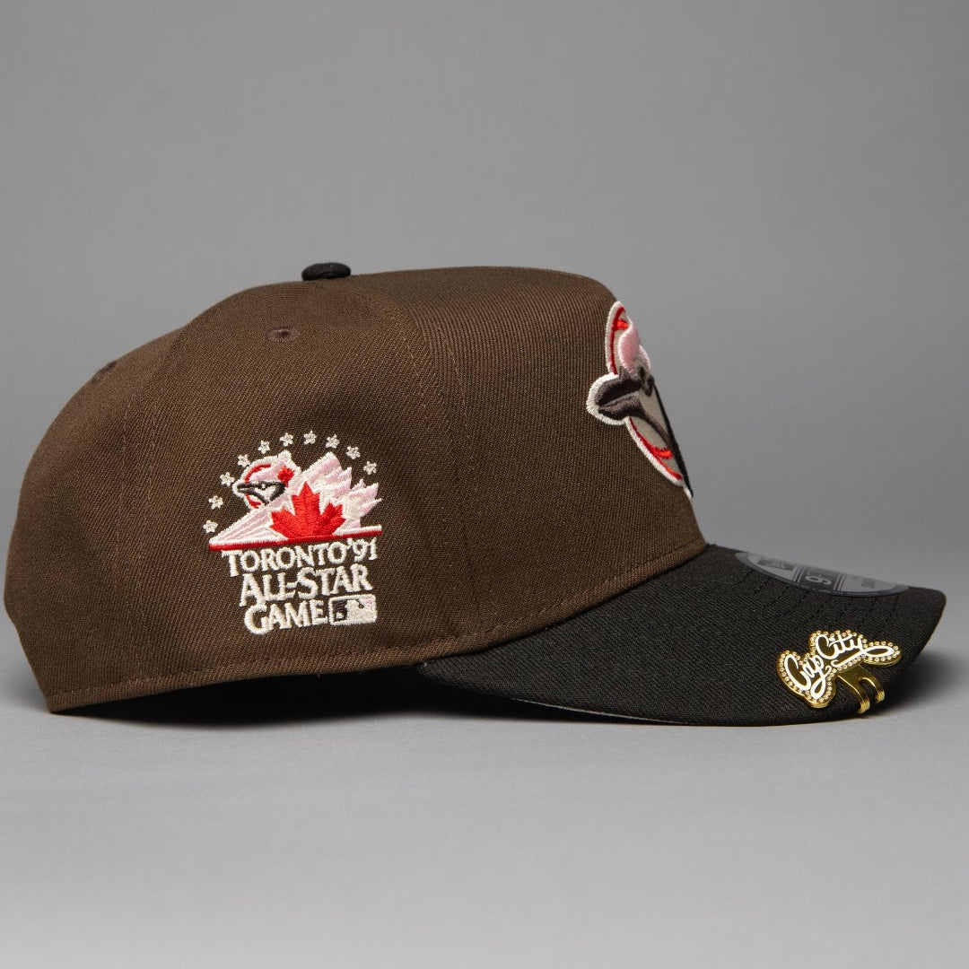 NEW ERA 9FIFTY A-FRAME BROWN/BLACK TORONTO BLUE JAYS SNAPBACK W/ 1990 ALL STAR GAME SIDE PATCH