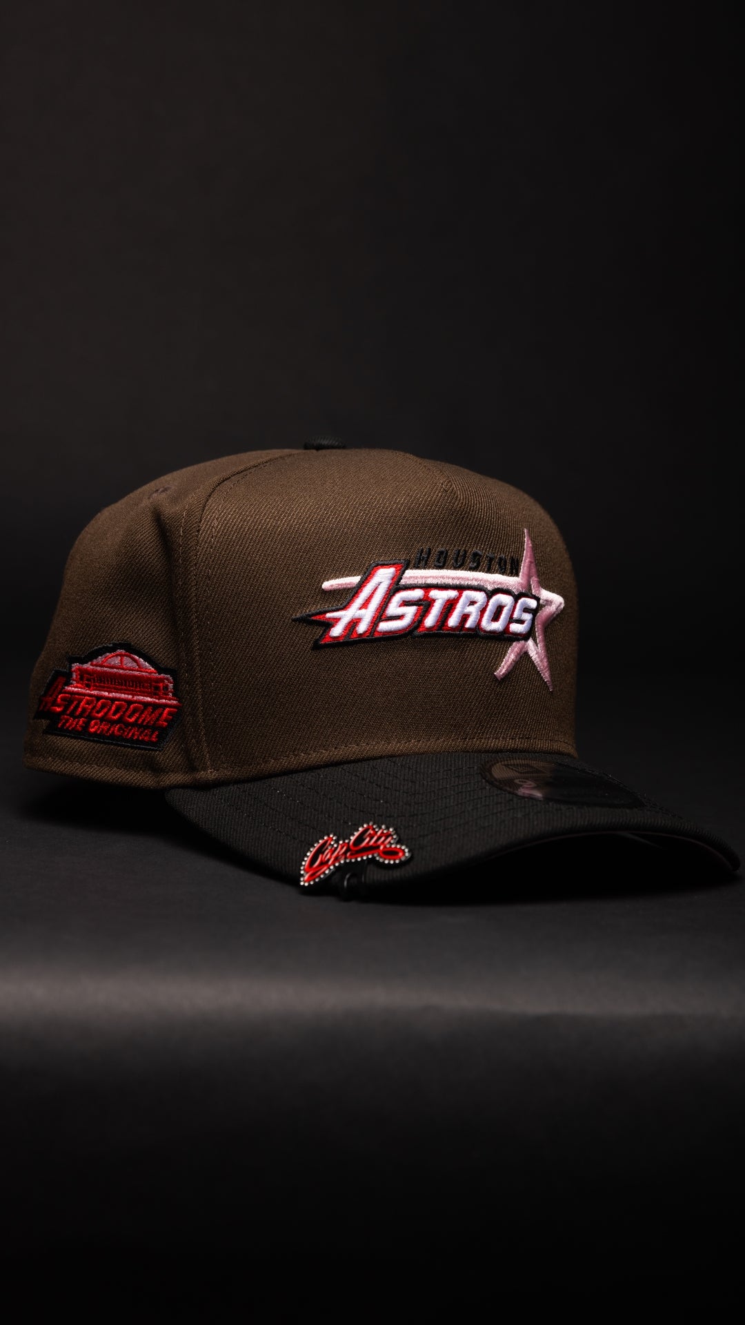 NEW ERA 9FIFTY A-FRAME BROWN/BLACK HOUSTON ASTROS SNAPBACK W/ ASTRODOME SIDE PATCH