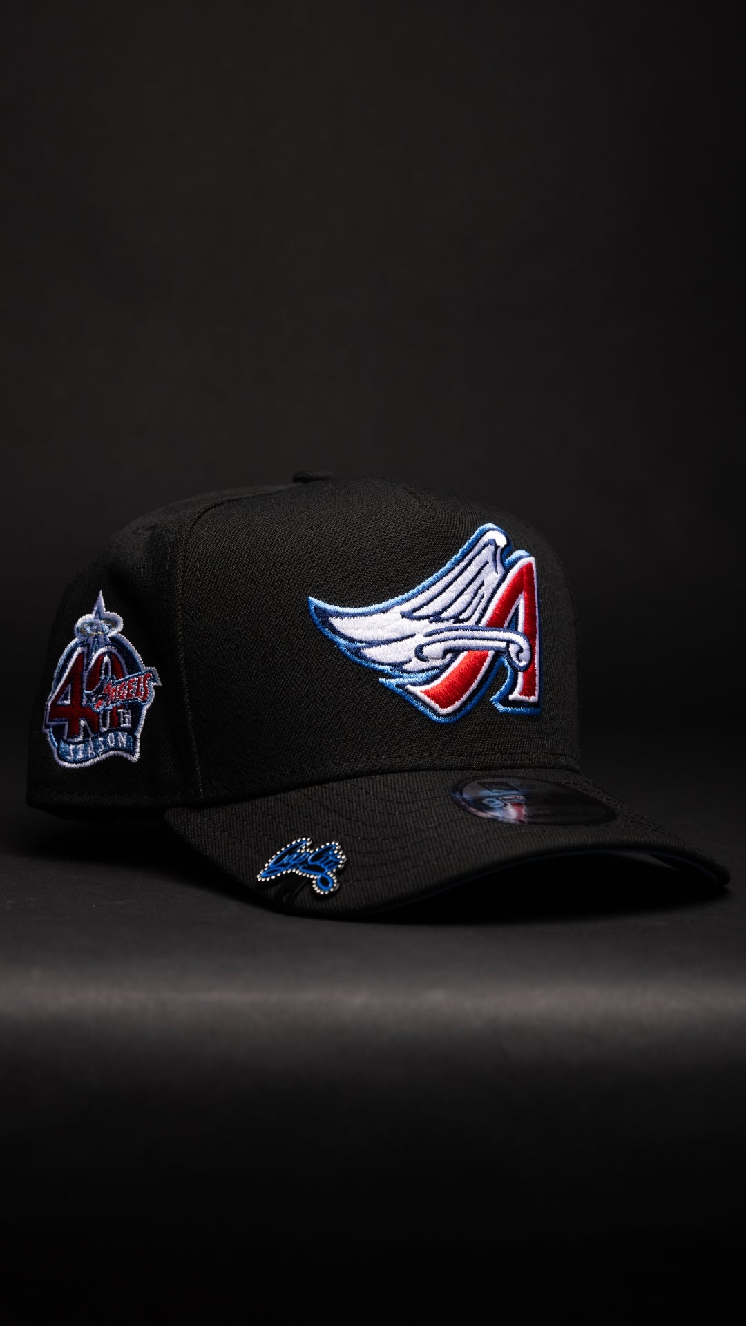 NEW ERA 9FIFTY A-FRAME BLACK ANAHEIM ANGELS SNAPBACK W/ 40TH ANNIVERSARY SIDE PATCH