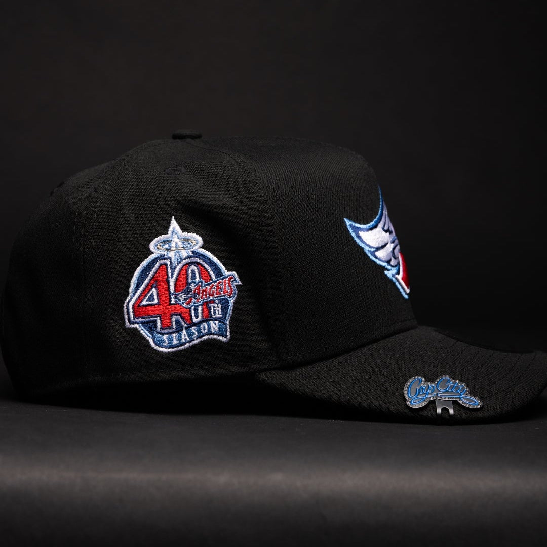 NEW ERA 9FIFTY A-FRAME BLACK ANAHEIM ANGELS SNAPBACK W/ 40TH ANNIVERSARY SIDE PATCH