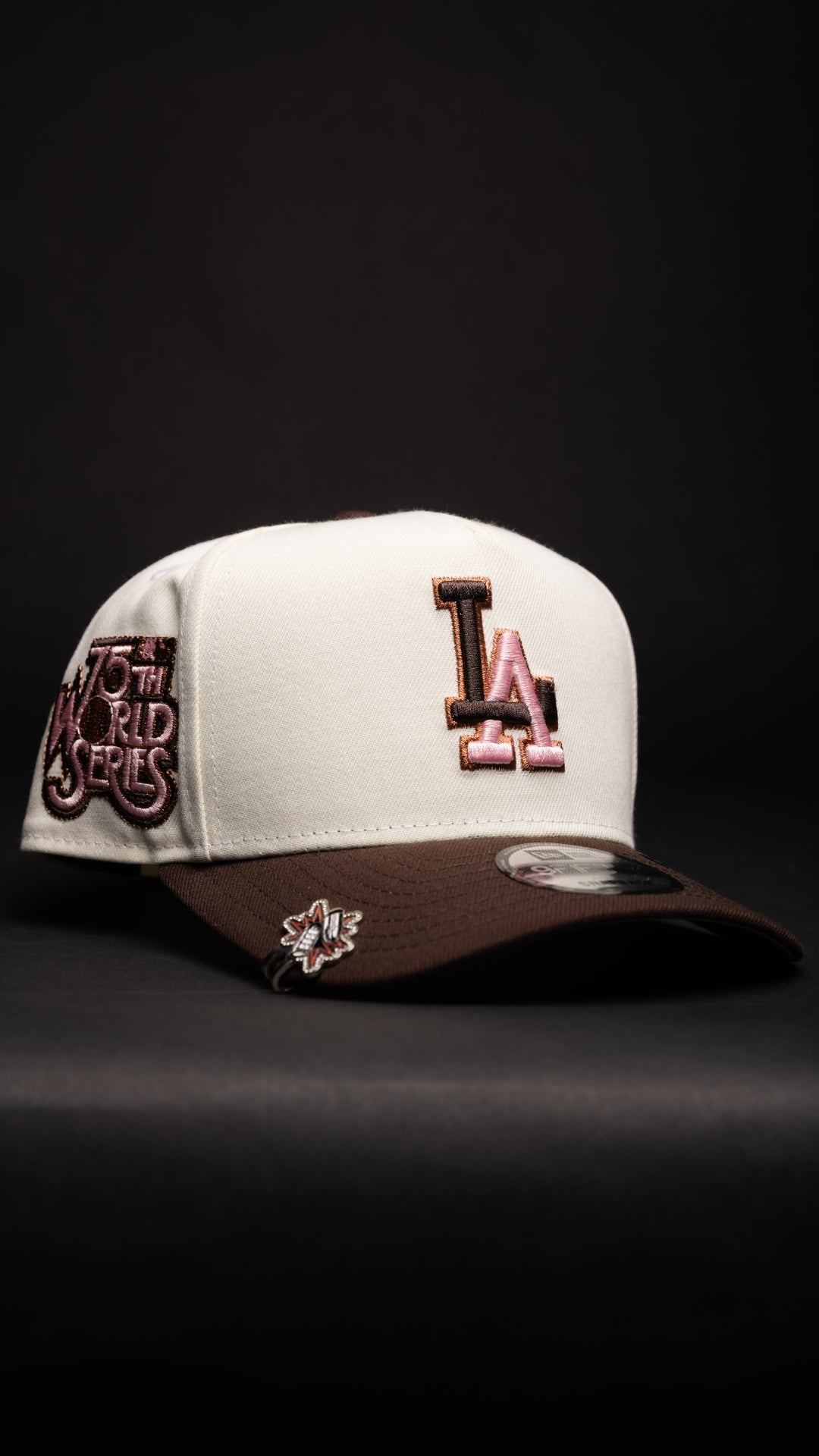 NEW ERA 9FIFTY A-FRAME CHROME/BROWN LOS ANGELES DODGERS W/ 75TH WORLD SERIES SIDE PATCH