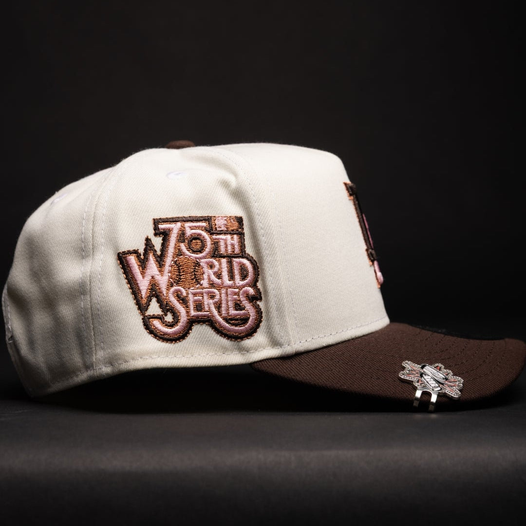 NEW ERA 9FIFTY A-FRAME CHROME/BROWN LOS ANGELES DODGERS W/ 75TH WORLD SERIES SIDE PATCH