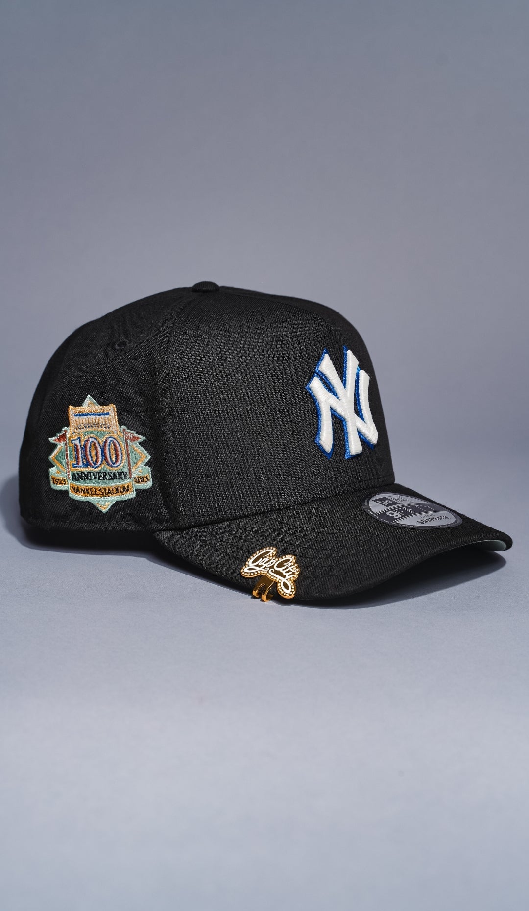 NEW ERA 9FIFTY A-FRAME BLACK NEW YORK YANKEES SNAPBACK W/ 100TH SEASON SIDE PATCH