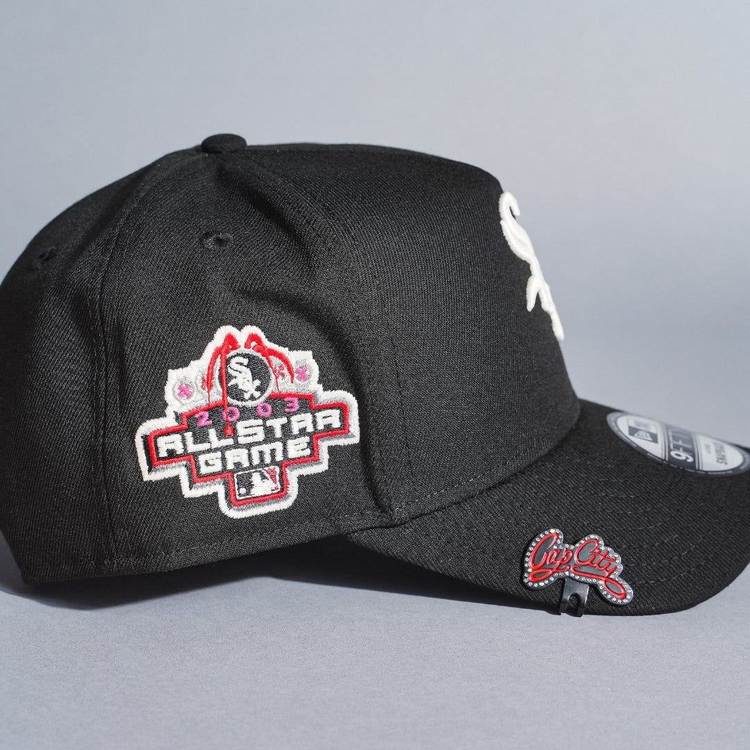 NEW ERA 9FIFTY A-FRAME BLACK CHICAGO WHITE SOX SNAPBACK W/ ROSES + 2003 ALL STAR GAME SIDE PATCH