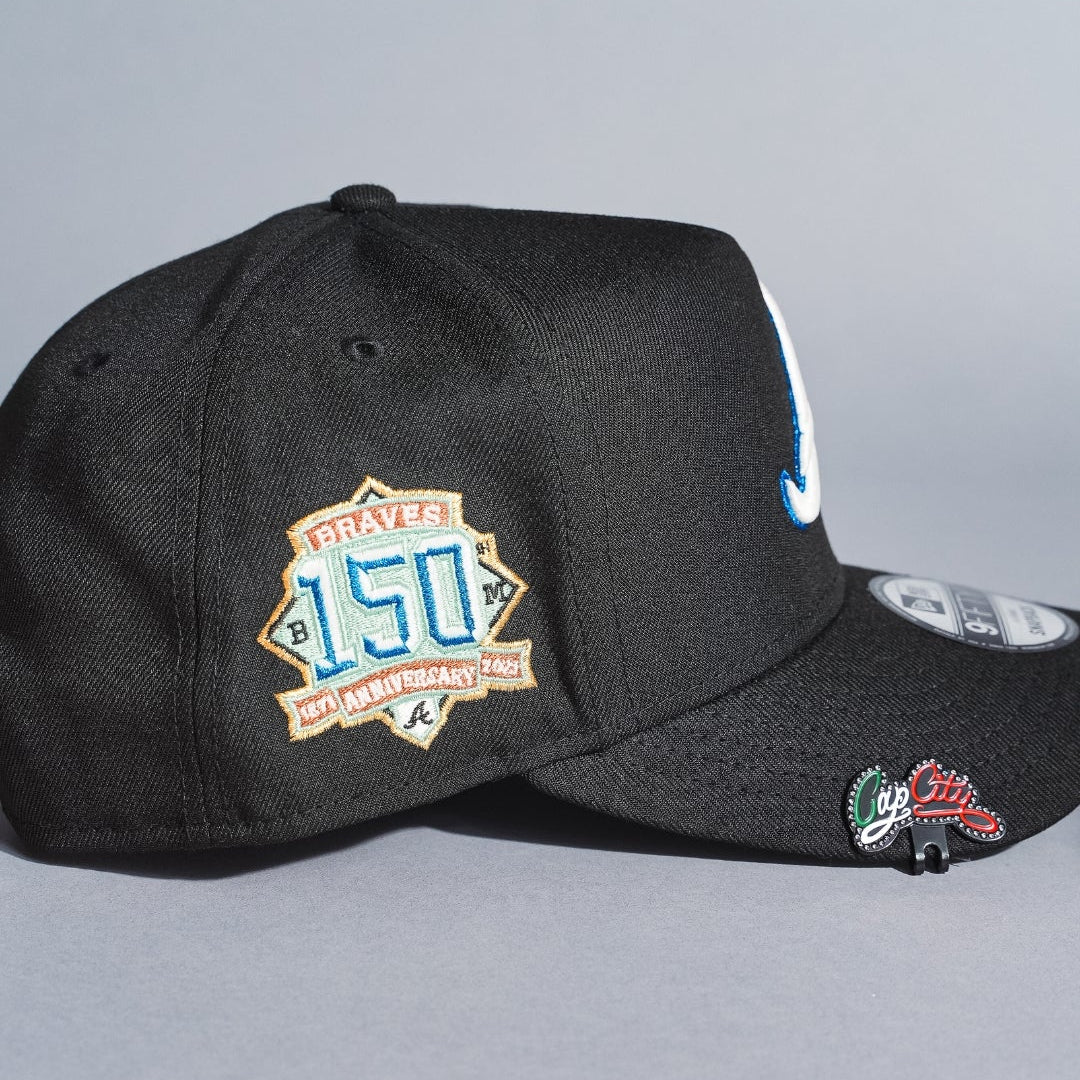 NEW ERA 9FIFTY A-FRAME BLACK ATLANTA BRAVES SNAPBACK W/ 150TH ANNIVERSARY SIDE PATCH