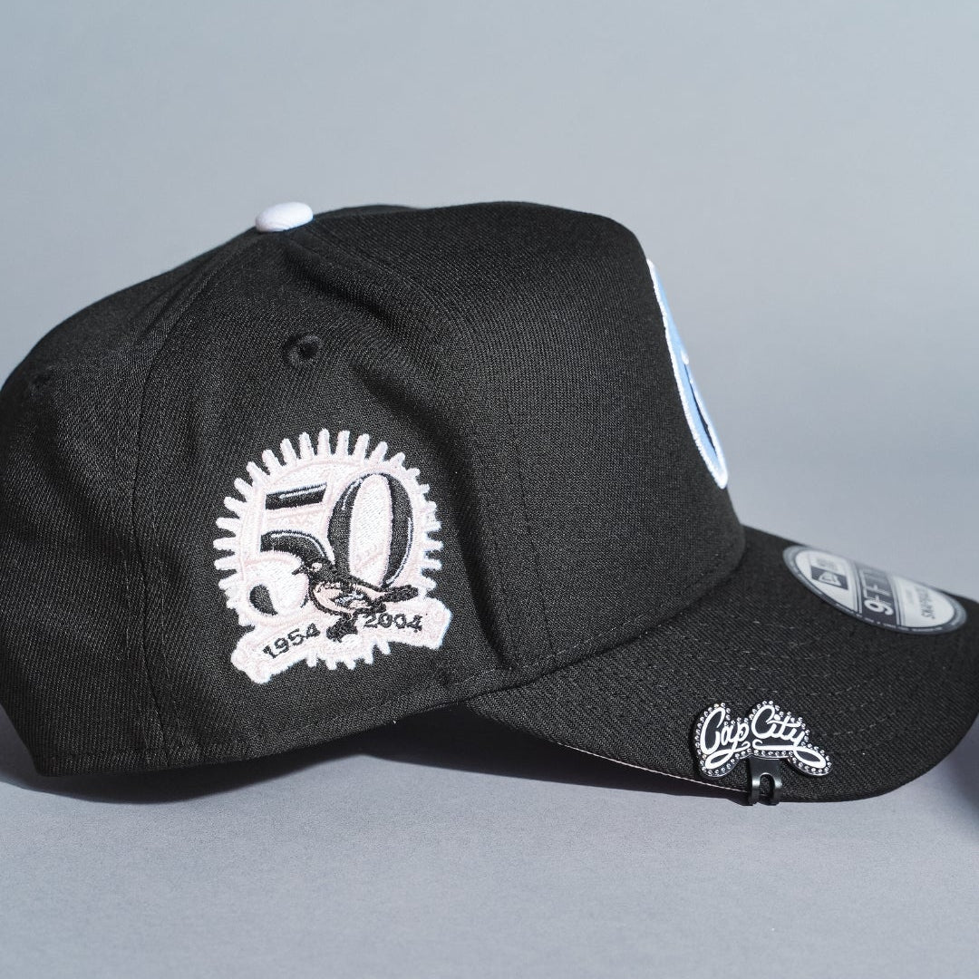 NEW ERA 9FIFTY A-FRAME BLACK BALTIMORE ORIOLES SNAPBACK W/ 50TH ANNIVERSARY SIDE PATCH