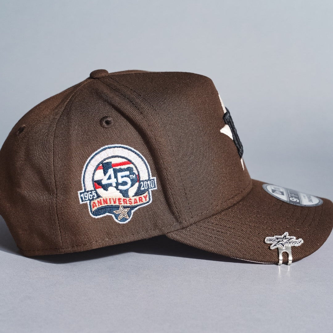 NEW ERA 9FIFTY A-FRAME BROWN HOUSTON ASTROS SNAPBACK W/ 45TH ANNIVERSARY SIDE PATCH