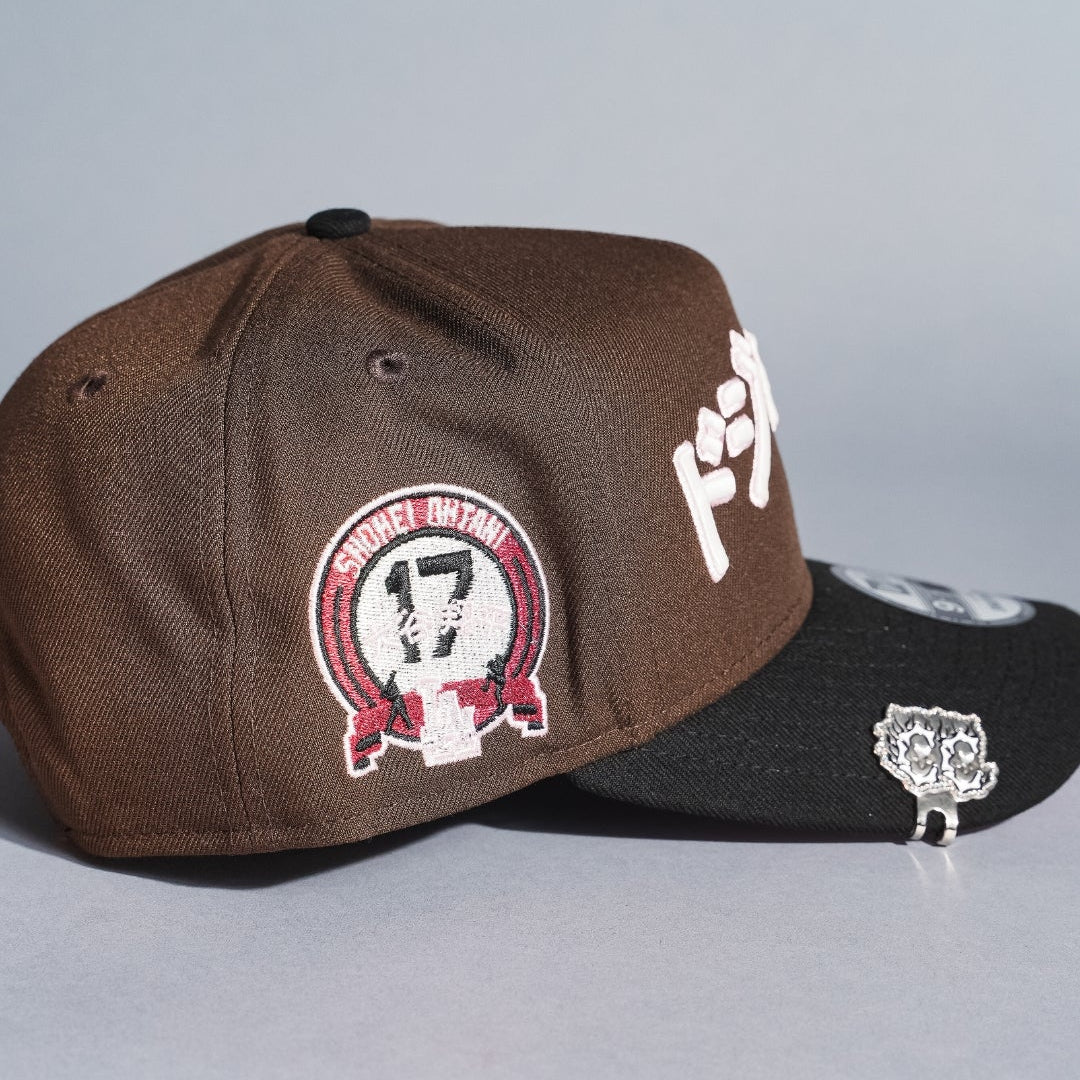 NEW ERA 9FIFTY A-FRAME BROWN/BLACK LOS ANGELES DODGERS JAPANESE SCRIPT W/ "SHOHEI OHTANI" SIDE PATCH