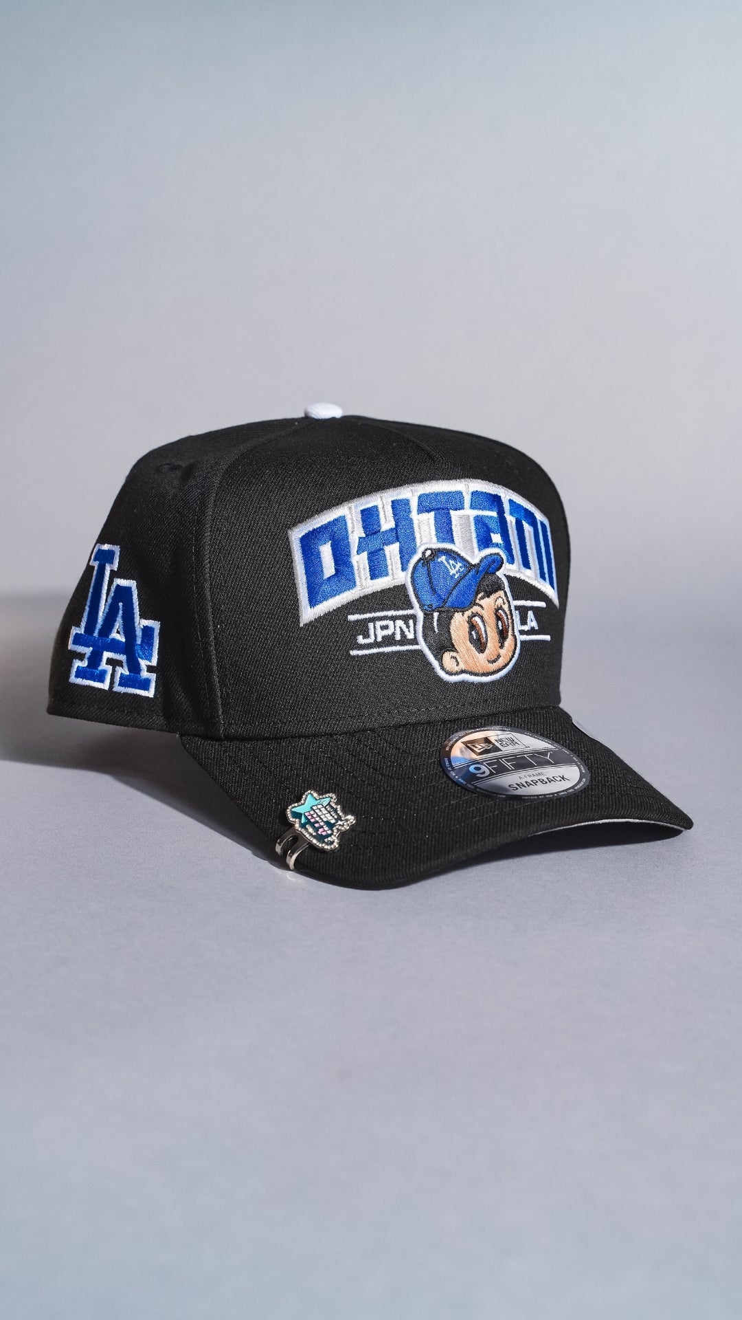 NEW ERA 9FIFTY A-FRAME BLACK LOS ANGELES DODGERS "SHOHEI OHTANI" SCRIPT W/ LA LOGO SIDE PATCH