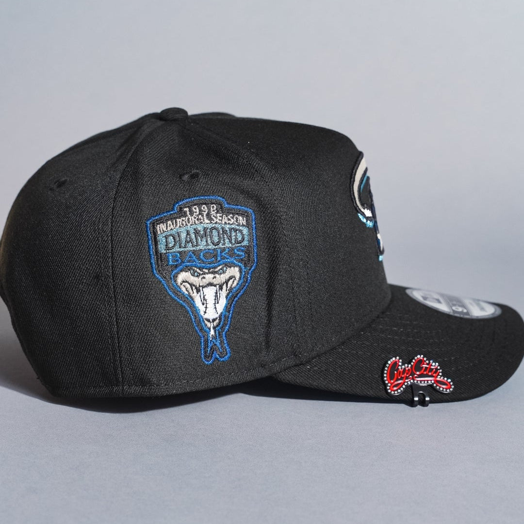 NEW ERA 9FIFTY A-FRAME BLACK ARIZONA DIAMONDBACKS SNAPBACK W/ 1998 INAUGURAL SEASON SIDE PATCH