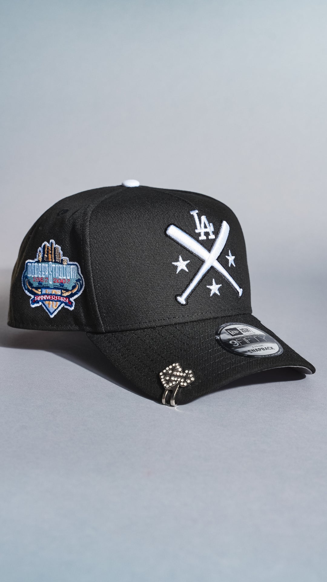 NEW ERA 9FIFTY A-FRAME BLACK LOS ANGELES DODGERS SNAPBACK W/ 40TH ANNIVERSARY SIDE PATCH