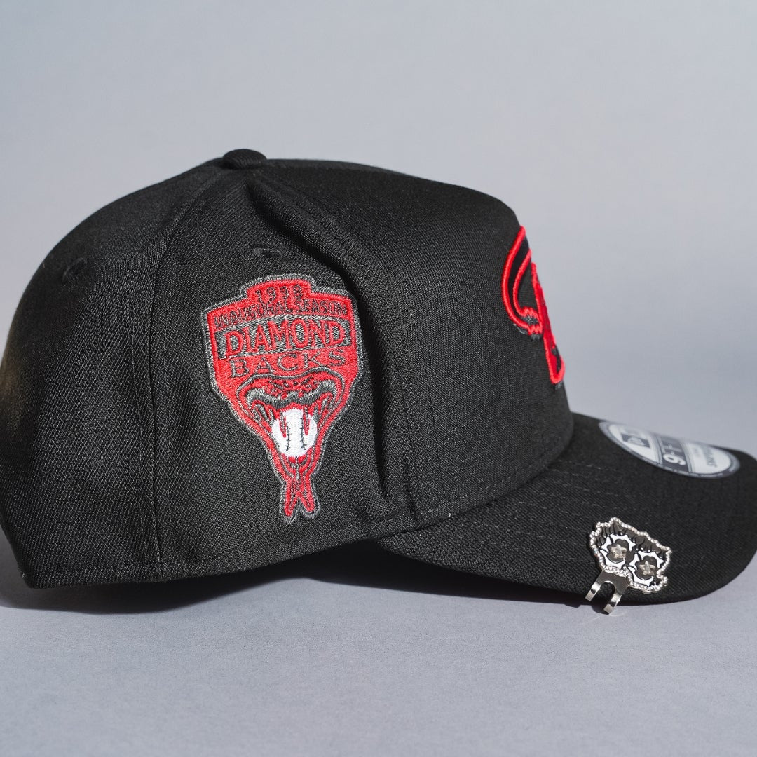 NEW ERA 9FIFTY A-FRAME BLACK ARIZONA DIAMONDBACKS SNAPBACK W/ OUTLINE + 1998 INAUGURAL SEASON SIDE PATCH