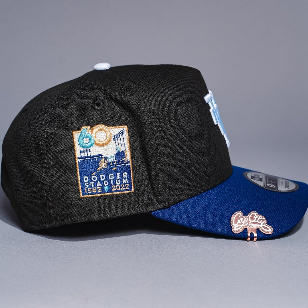 NEW ERA 9FIFTY A-FRAME BLACK/BLUE UPSIDE DOWN LOS ANGELES DODGERS SNAPBACK W/ DODGER STADIUM SIDE PATCH