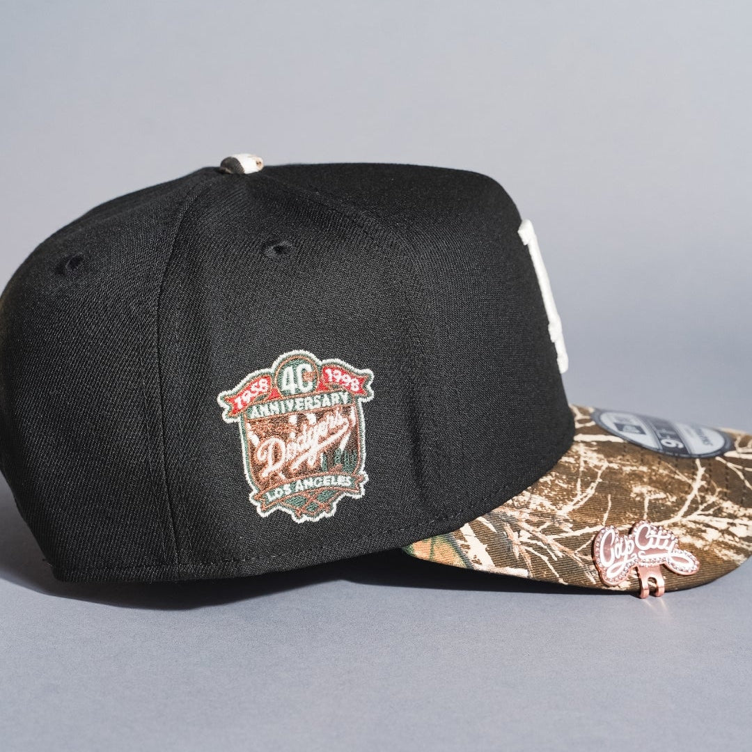 NEW ERA 9FIFTY A-FRAME BLACK/REALTREE LOS ANGELES DODGERS SNAPBACK W/ 40TH ANNIVERSARY SIDE PATCH