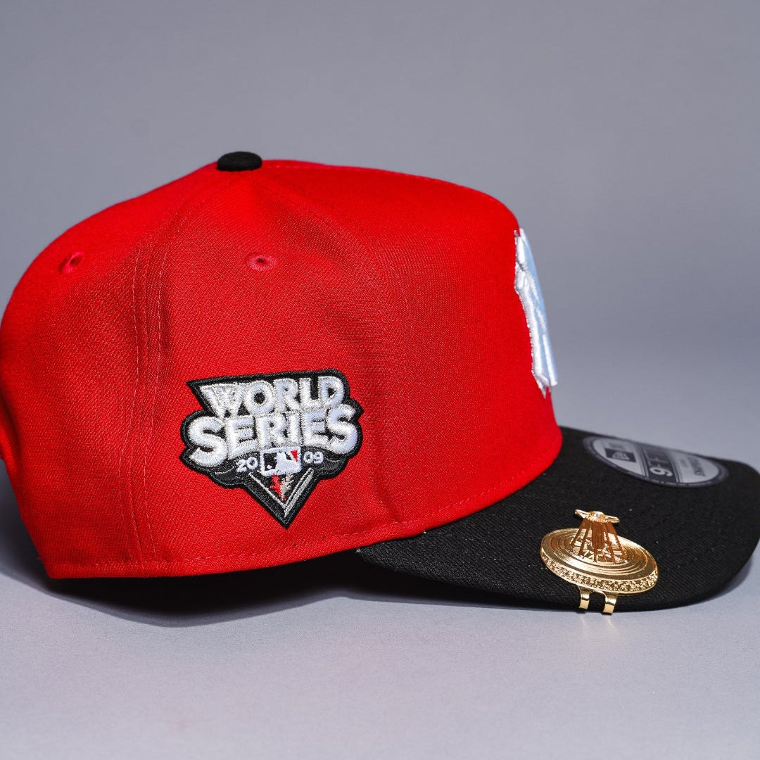 NEW ERA 9FIFTY A-FRAME LAVA RED/BLACK NEW YORK YANKEES SNAPBACK W/ WORLD SERIES SIDE PATCH
