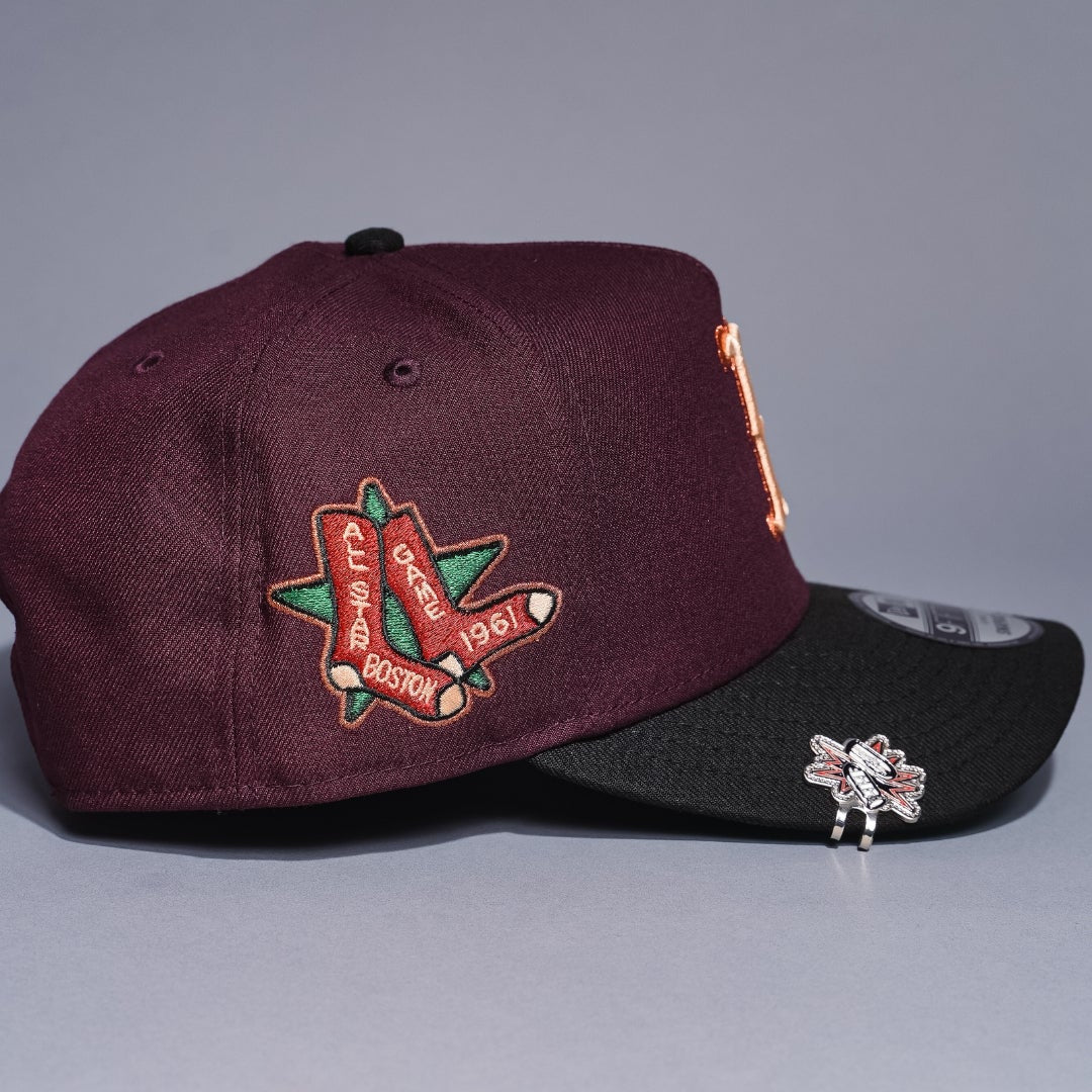 NEW ERA 9FIFTY A-FRAME BURGUNDY/BLACK BOSTON RED SOX SNAPBACK W/ ALL STAR GAME SIDE PATCH