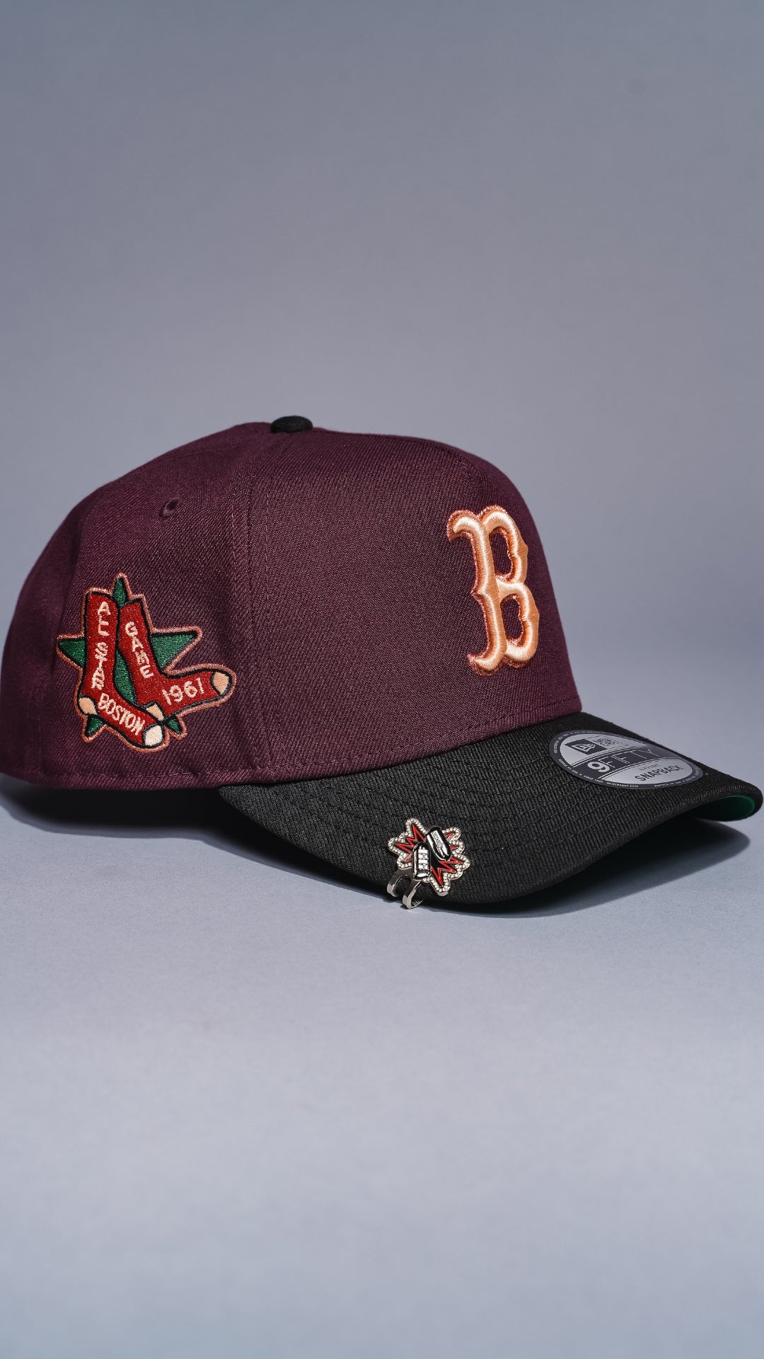 NEW ERA 9FIFTY A-FRAME BURGUNDY/BLACK BOSTON RED SOX SNAPBACK W/ ALL STAR GAME SIDE PATCH