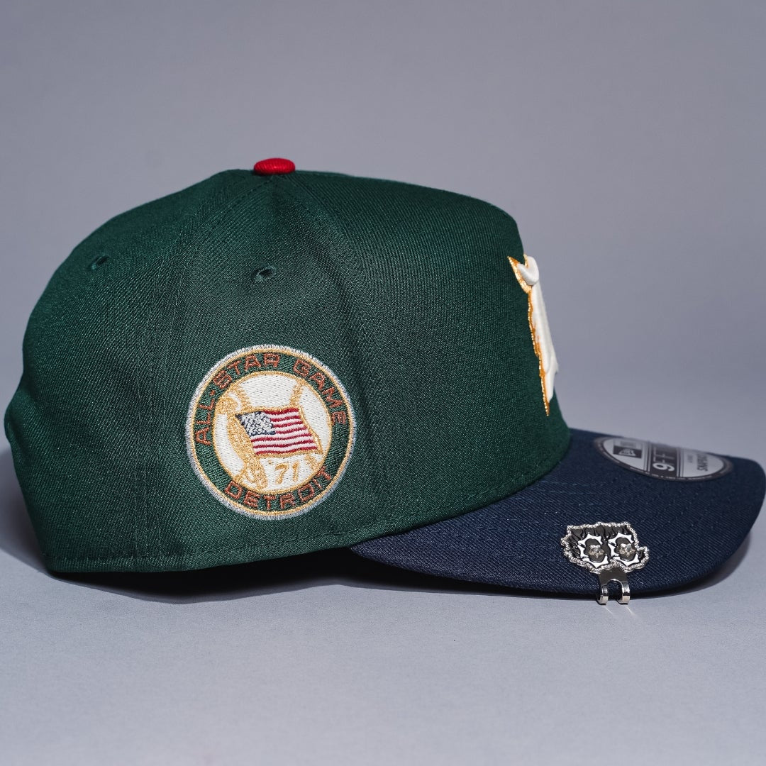 NEW ERA 9FIFTY A-FRAME FOREST GREEN/NAVY DETROIT TIGERS SNAPBACK W/ ALL STAR GAME SIDE PATCH