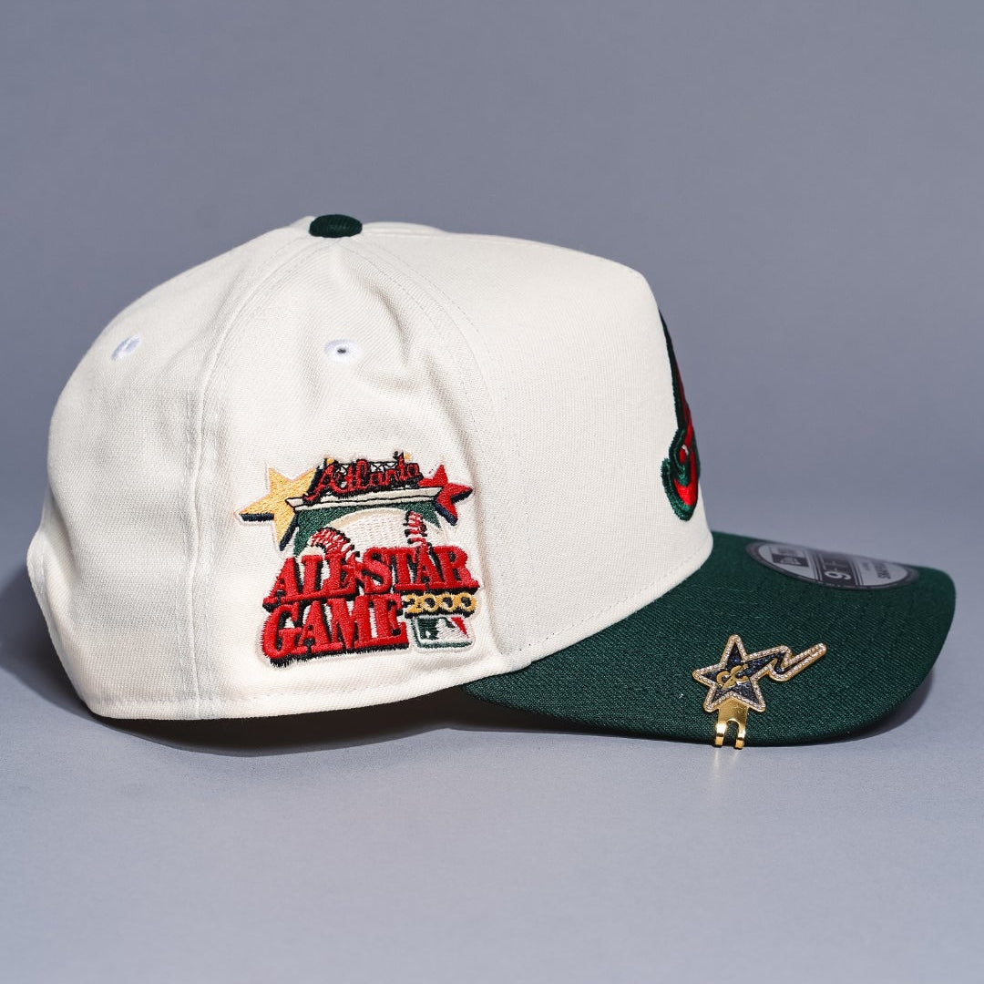 NEW ERA 9FIFTY A-FRAME CHROME/FOREST GREEN ATLANTA BRAVES SNAPBACK W/ 2000 ALL STAR GAME SIDE PATCH